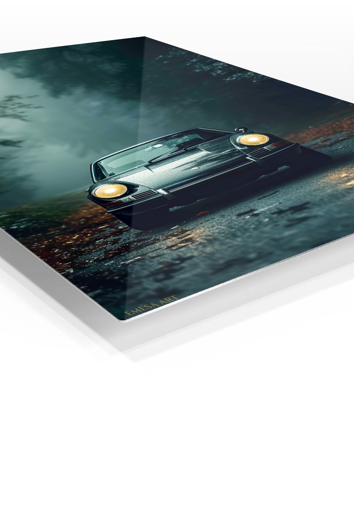 Black Porsche 911 Forest Night wall art