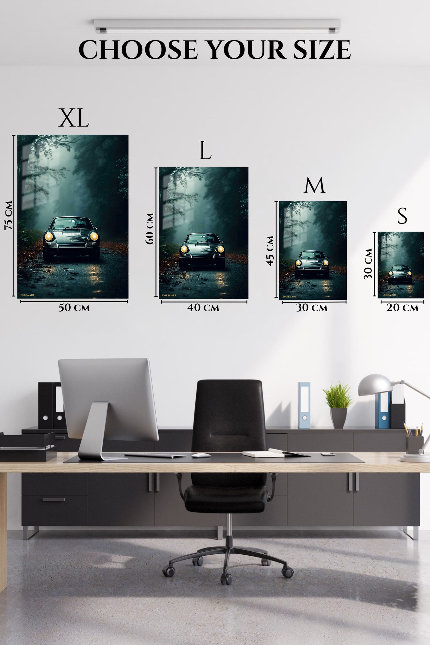 Black Porsche 911 Forest Night wall art