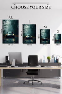 Black Porsche 911 Forest Night wall art