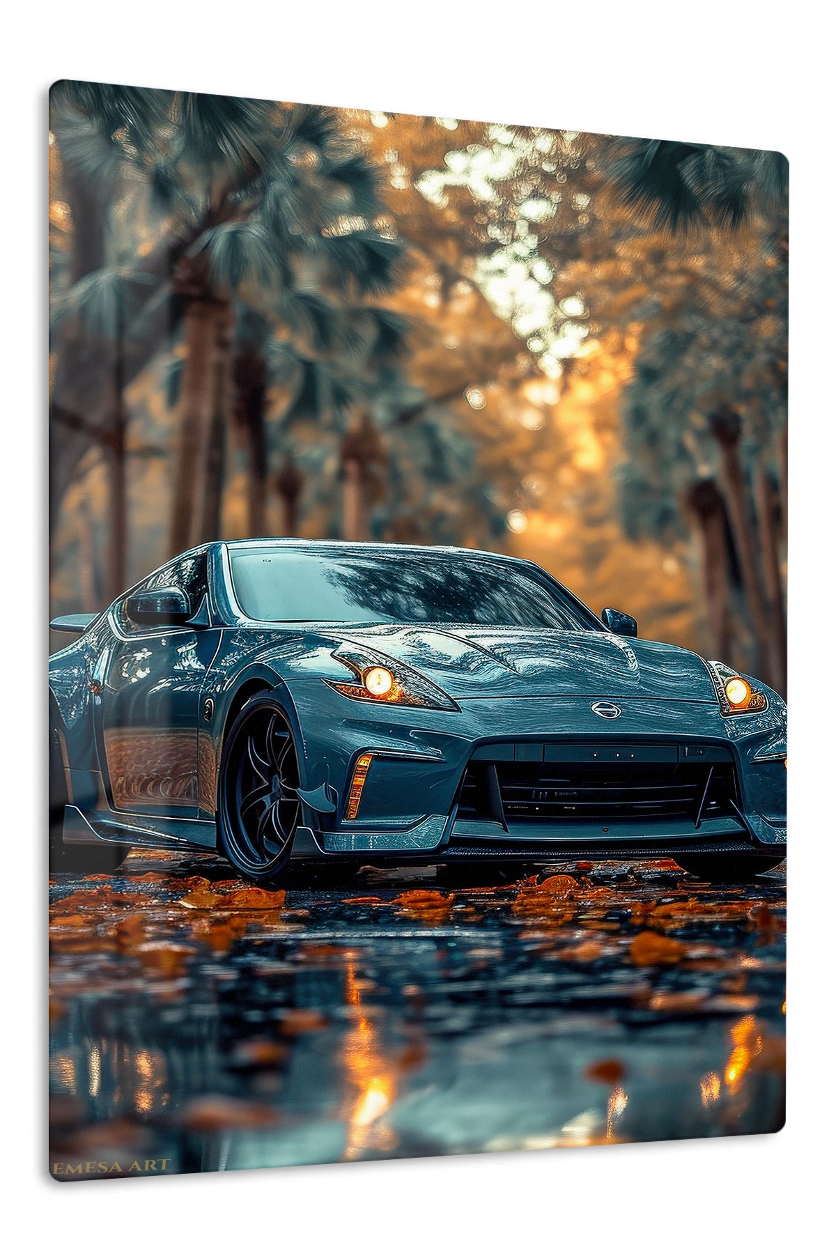 Blue Porsche 911 Autumn Road wall art