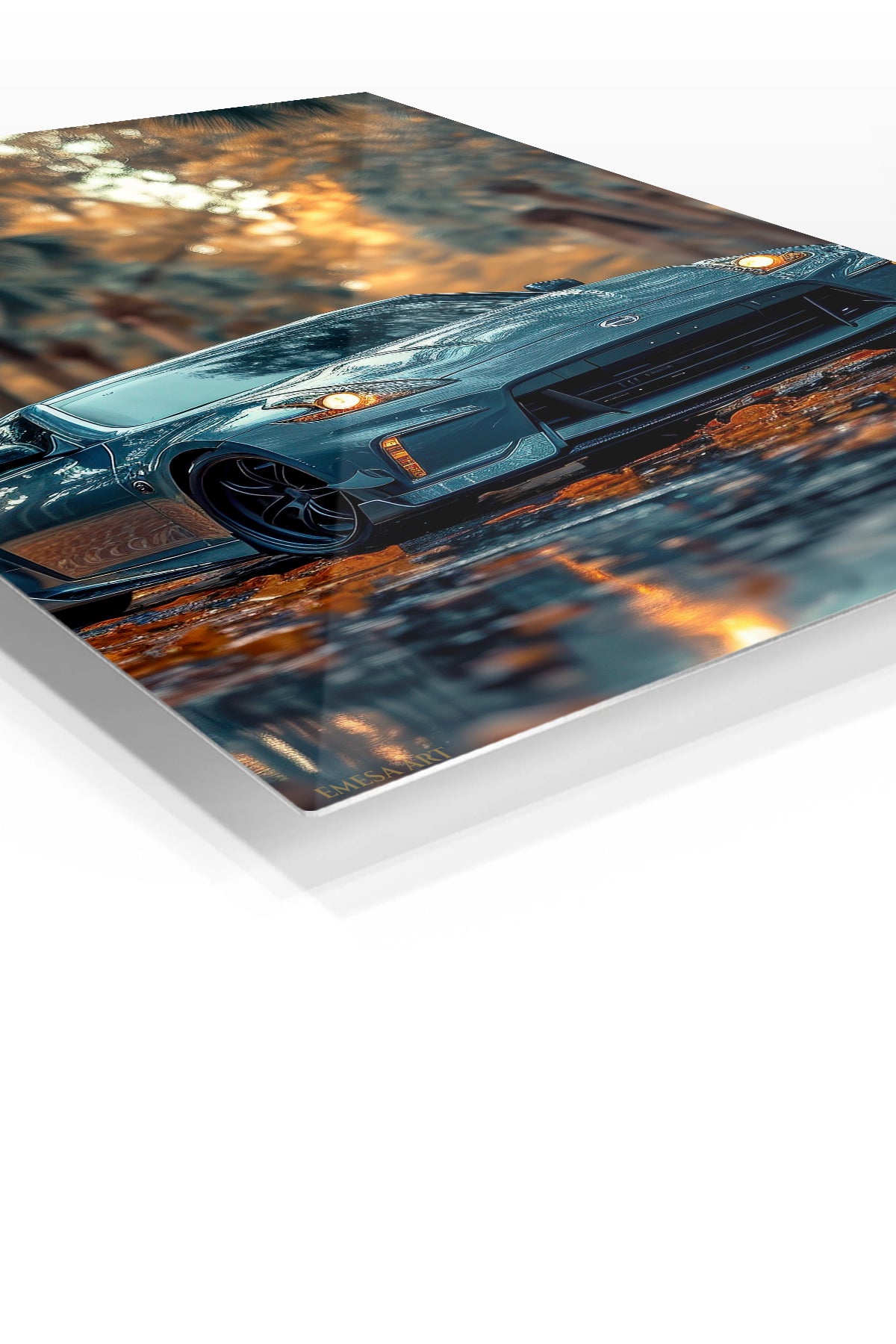 Blue Porsche 911 Autumn Road wall art