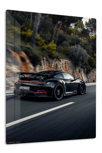 Black Porsche 911 Mountain Road wall art