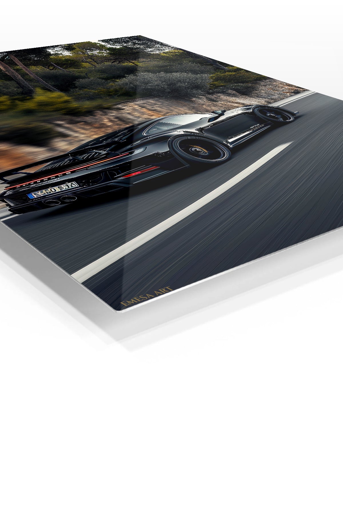 Black Porsche 911 Mountain Road wall art