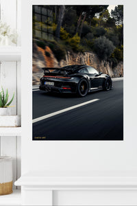 Black Porsche 911 Mountain Road wall art