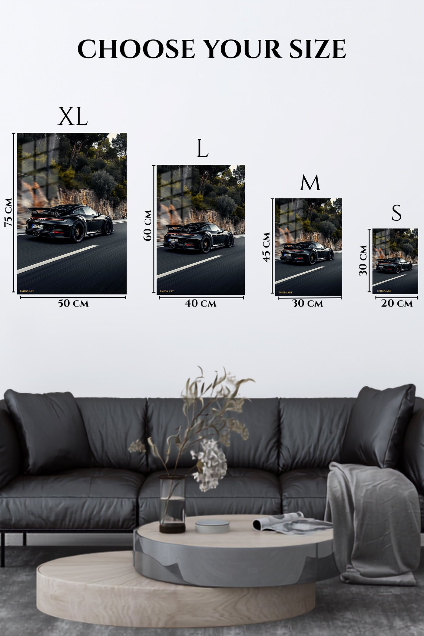 Black Porsche 911 Mountain Road wall art