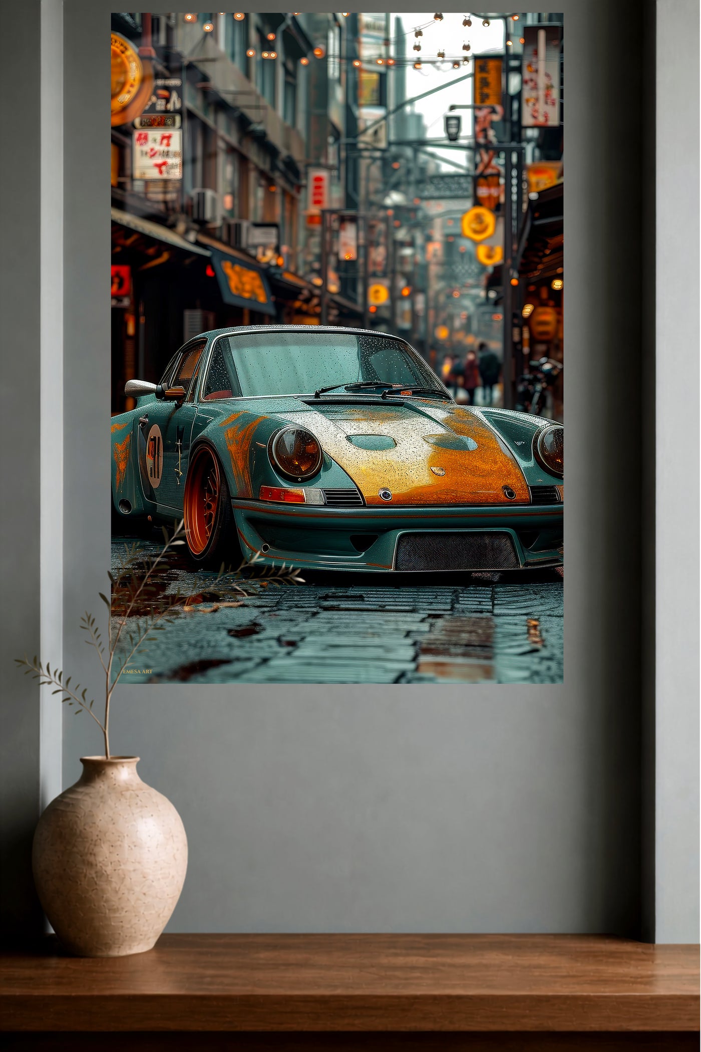 Orange Porsche 911 Urban Street wall art