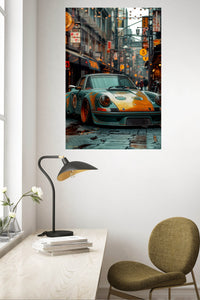 Orange Porsche 911 Urban Street wall art