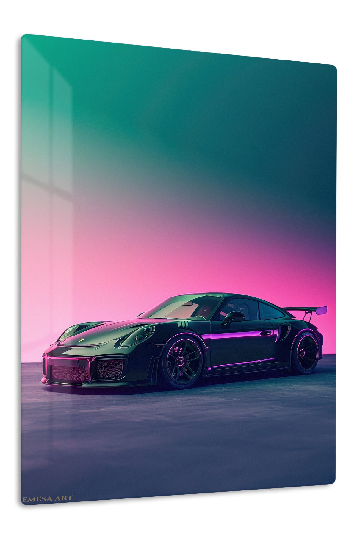 Purple Porsche 911 Neon Gradient wall art