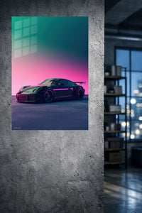 Purple Porsche 911 Neon Gradient wall art