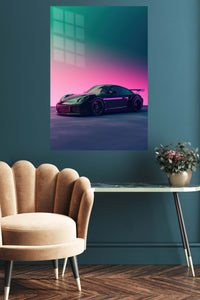 Purple Porsche 911 Neon Gradient wall art