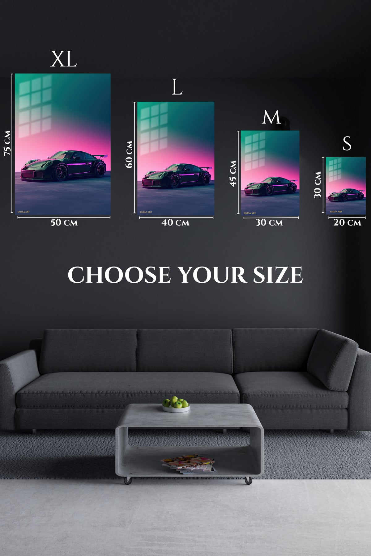 Purple Porsche 911 Neon Gradient wall art