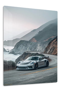 White Porsche 911 Mountain Coast wall art