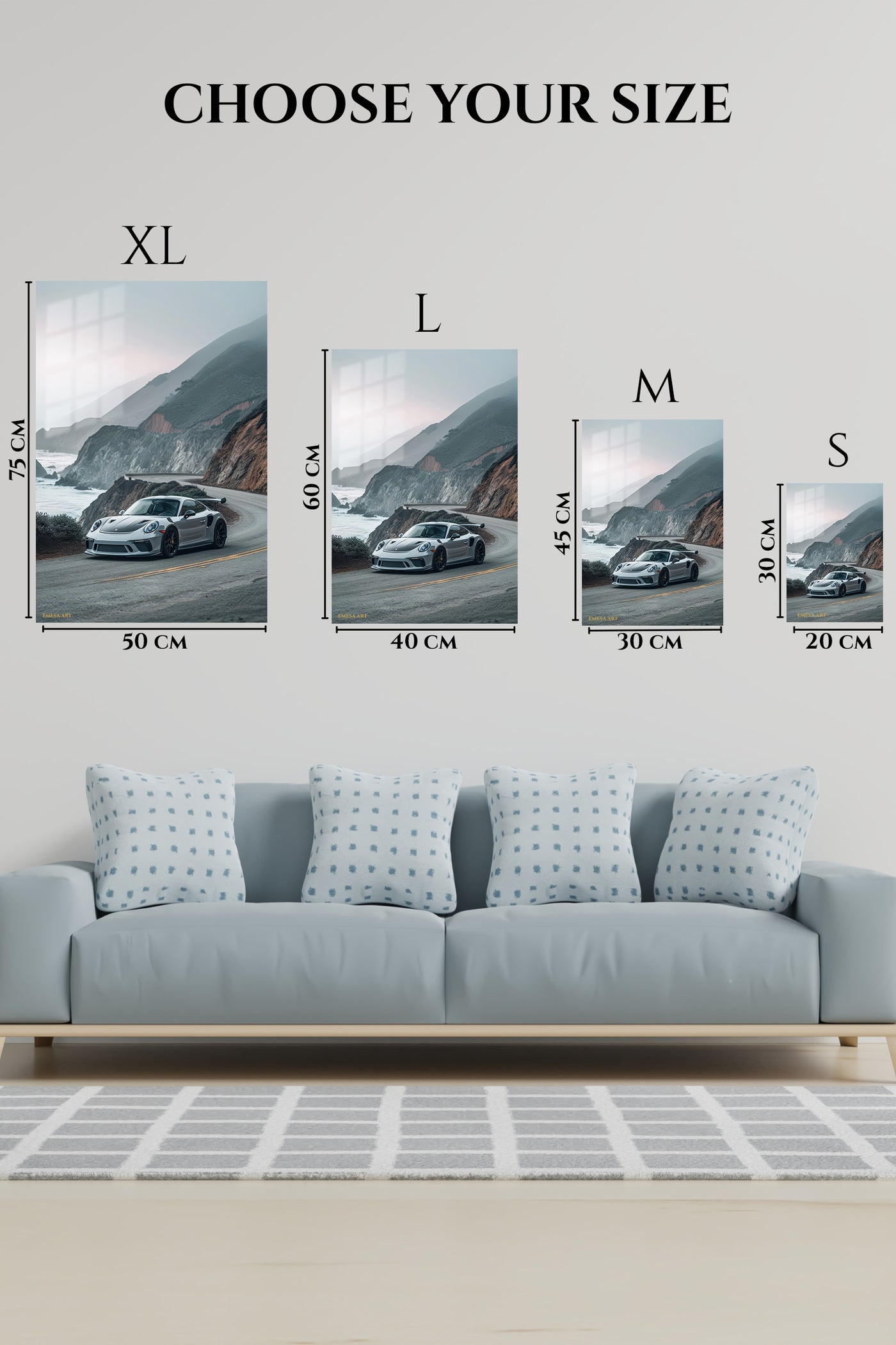 White Porsche 911 Mountain Coast wall art