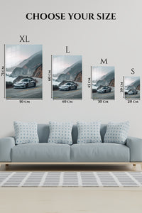 White Porsche 911 Mountain Coast wall art