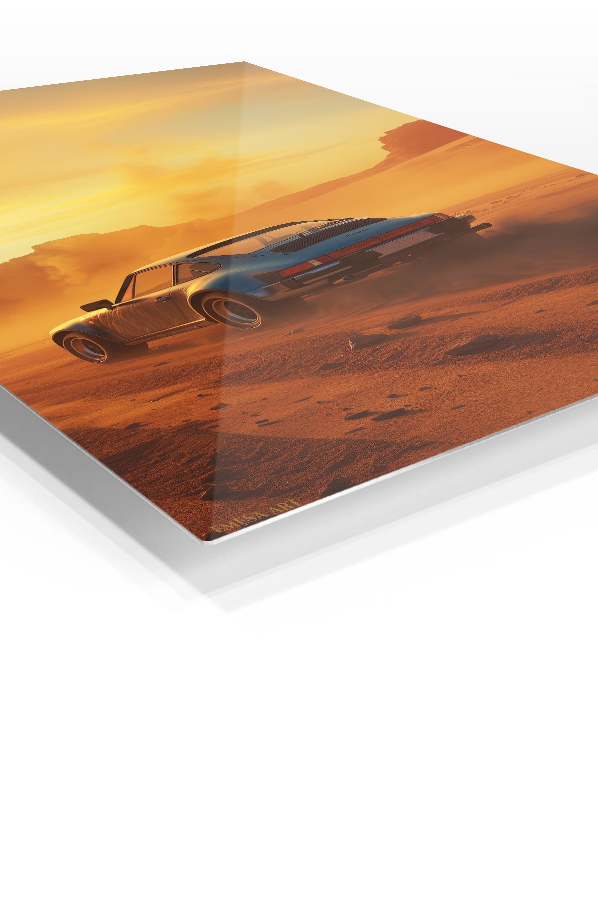 Black Porsche 911 Desert Sunset wall art