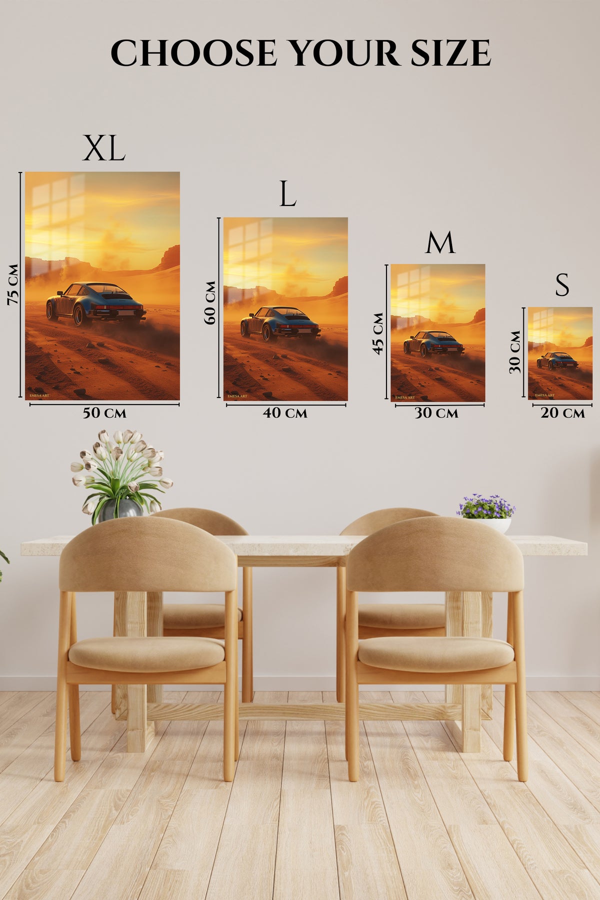 Black Porsche 911 Desert Sunset wall art