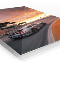 Silver Porsche 911 Sunset Road wall art