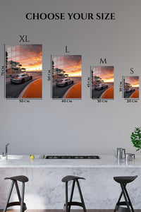 Silver Porsche 911 Sunset Road wall art