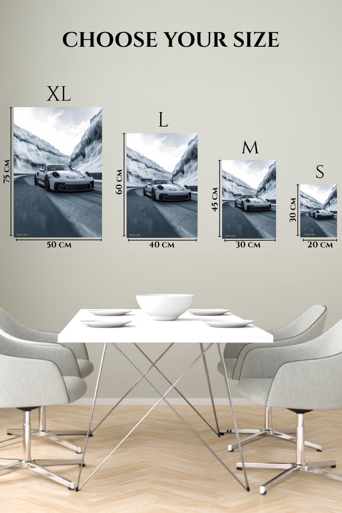 White Porsche 911 Snow Mountain wall art