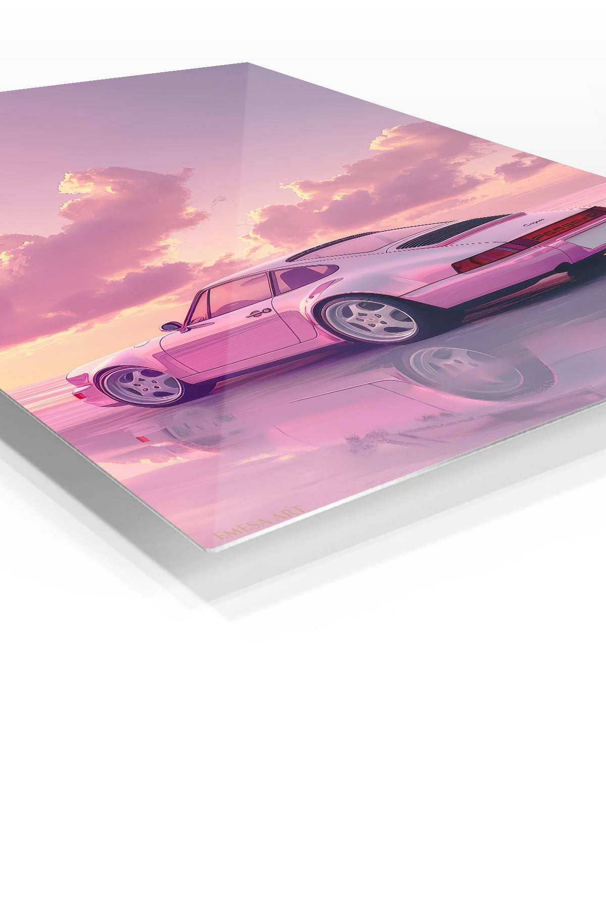 Pink Porsche 911 Dreamy Sunset wall art