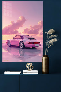 Pink Porsche 911 Dreamy Sunset wall art