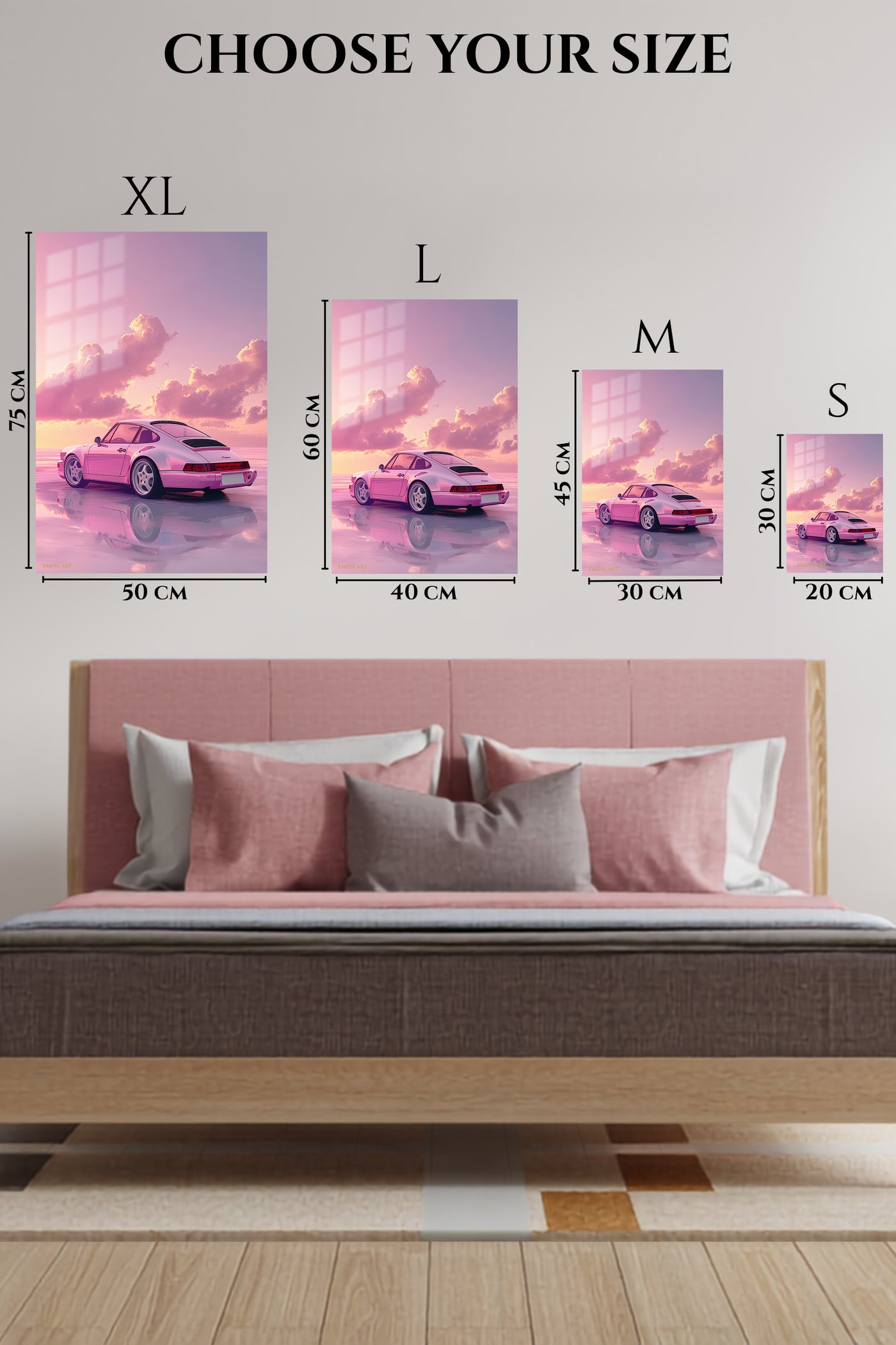 Pink Porsche 911 Dreamy Sunset wall art