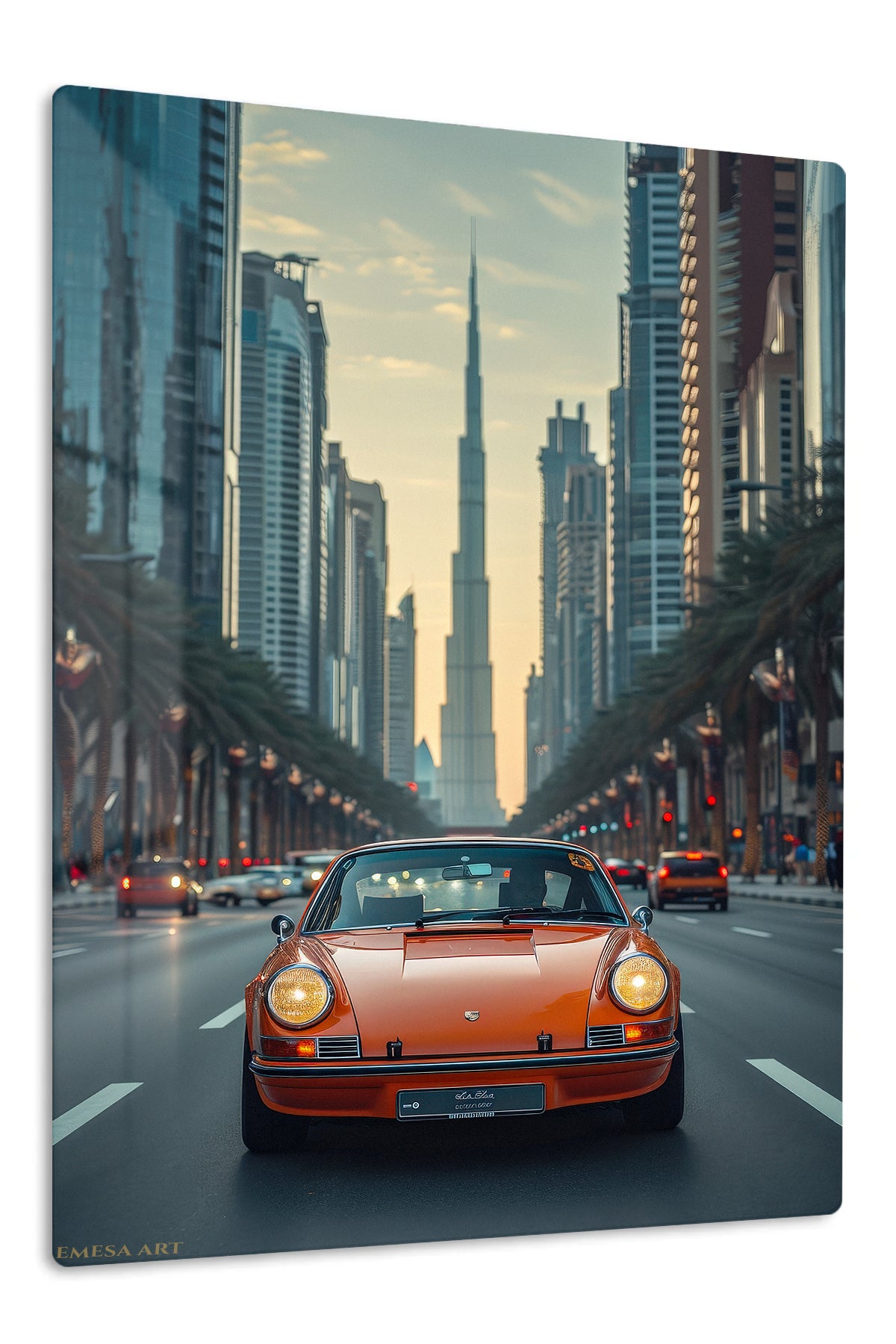 Orange Porsche 911 City Drive wall art
