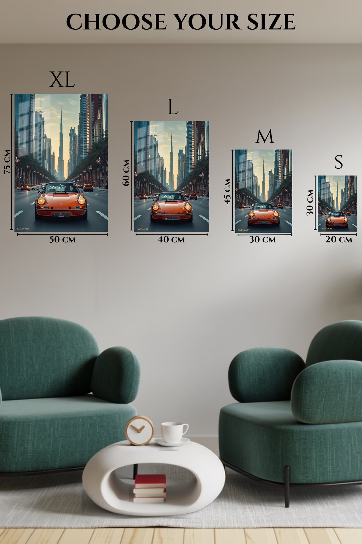 Orange Porsche 911 City Drive wall art
