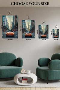 Orange Porsche 911 City Drive wall art