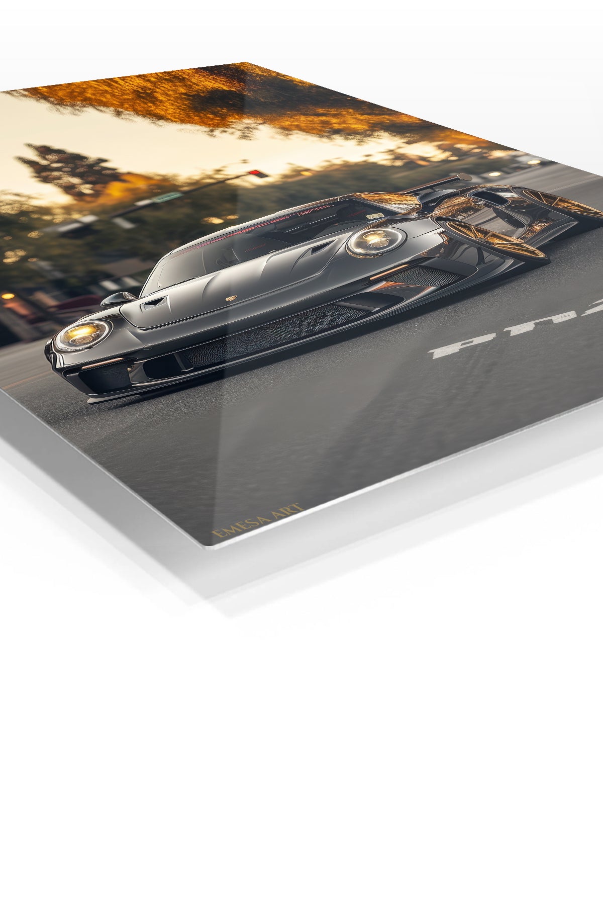 Black Porsche 911 Urban Road wall art