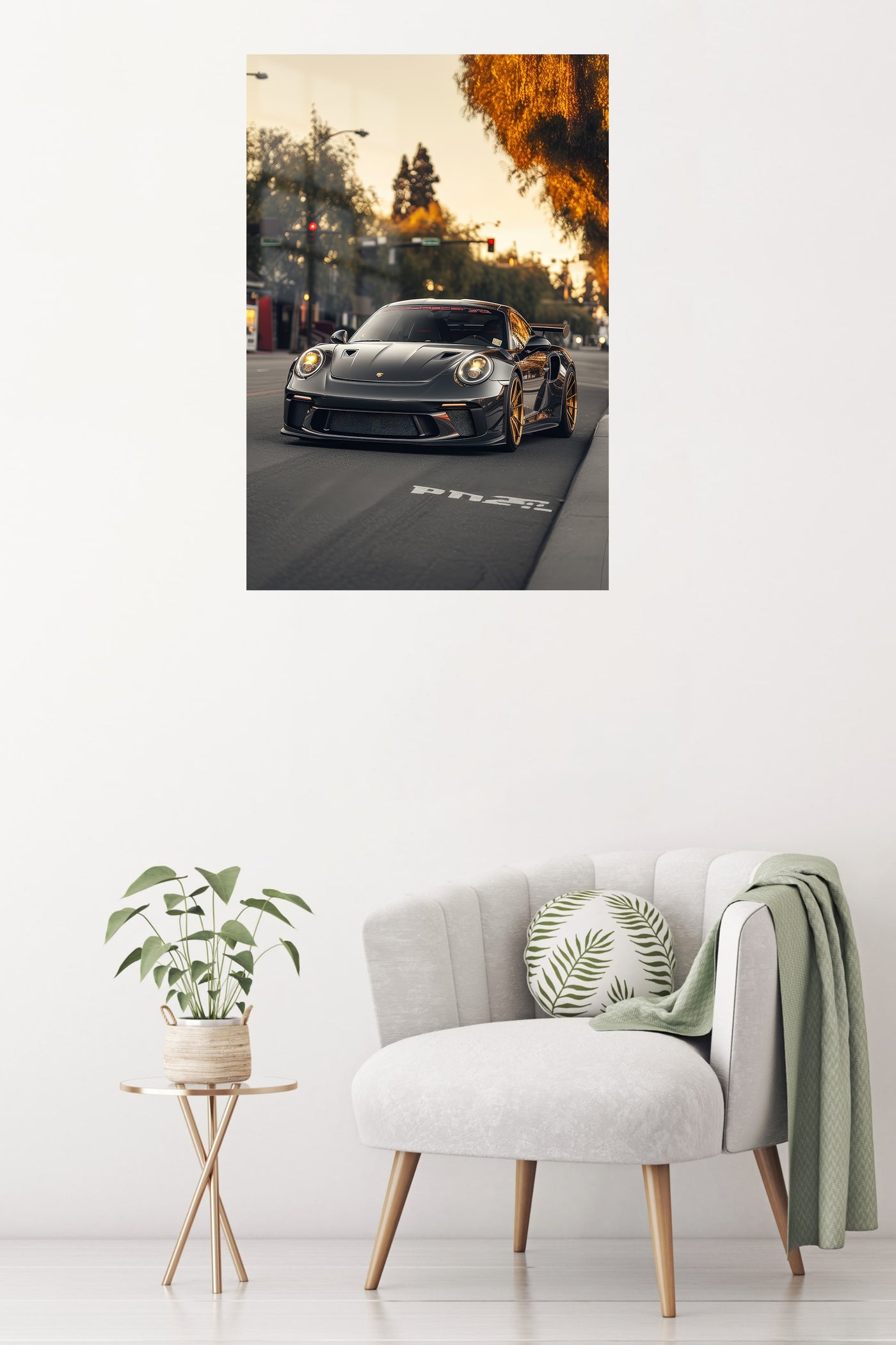 Black Porsche 911 Urban Road wall art