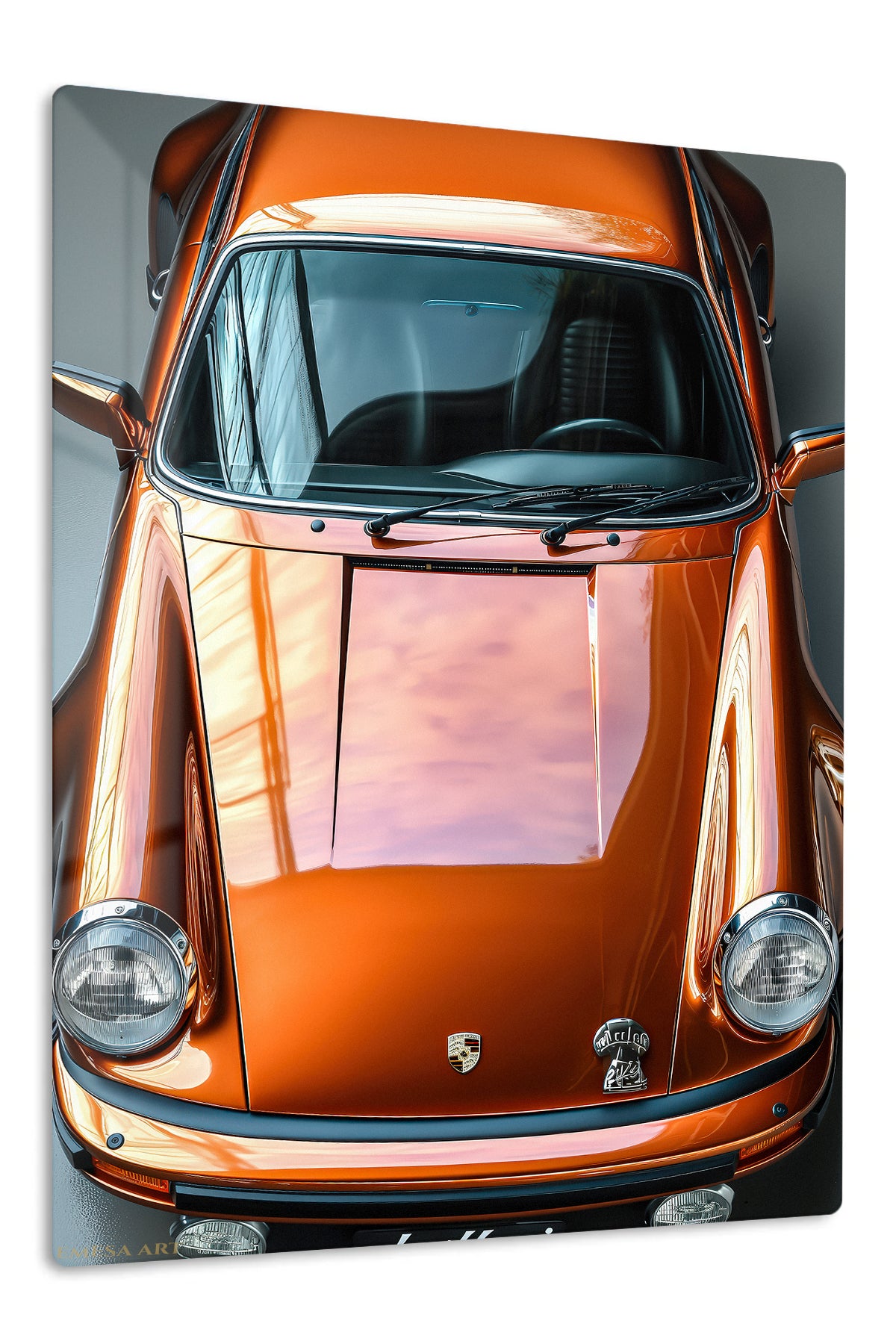 Orange Classic Porsche 911 Top View wall art