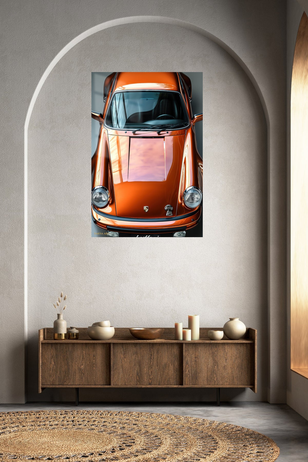 Orange Classic Porsche 911 Top View wall art