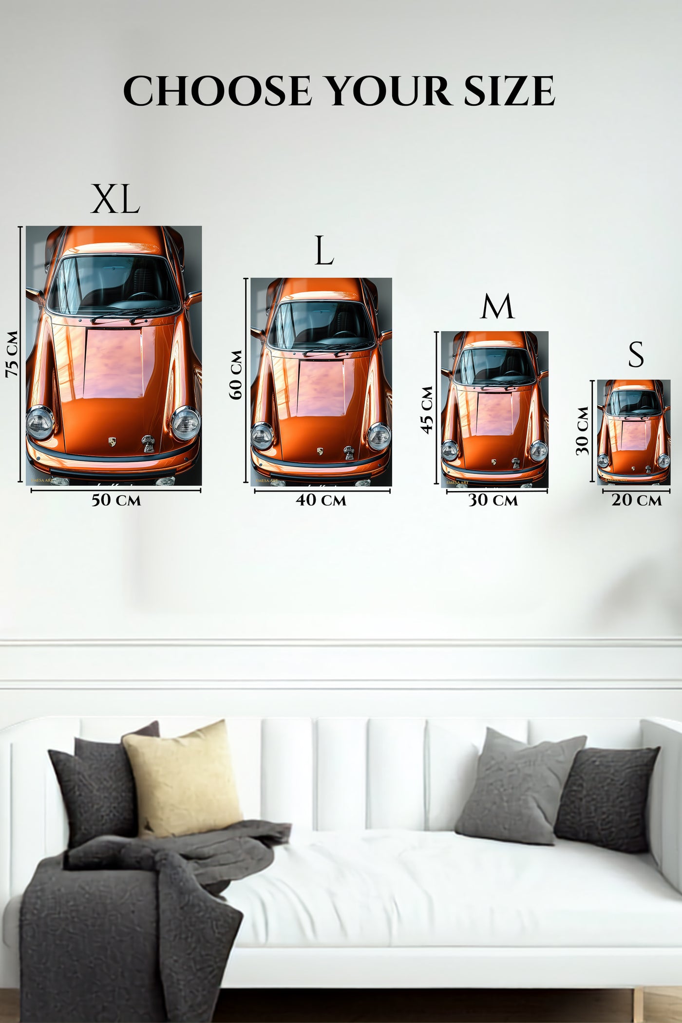 Orange Classic Porsche 911 Top View wall art