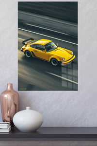 Yellow Porsche 911 Motion wall art