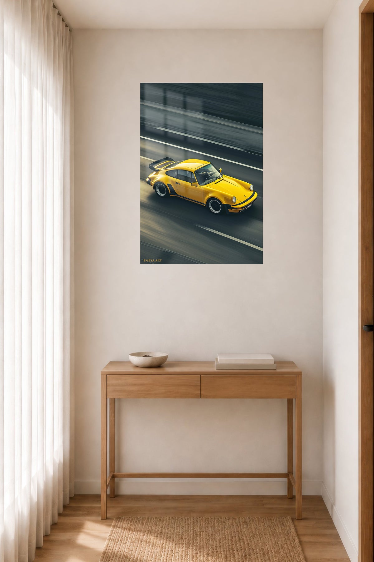 Yellow Porsche 911 Motion wall art
