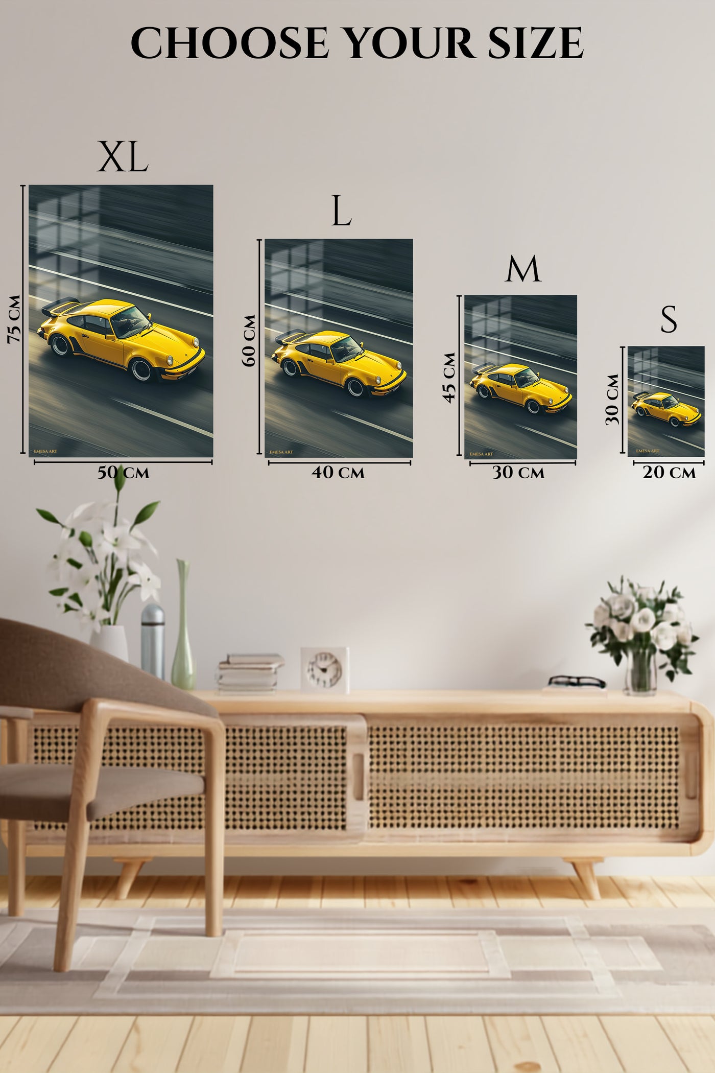 Yellow Porsche 911 Motion wall art
