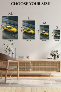 Yellow Porsche 911 Motion wall art