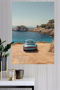 Blue Porsche 911 Coastal Escape wall art