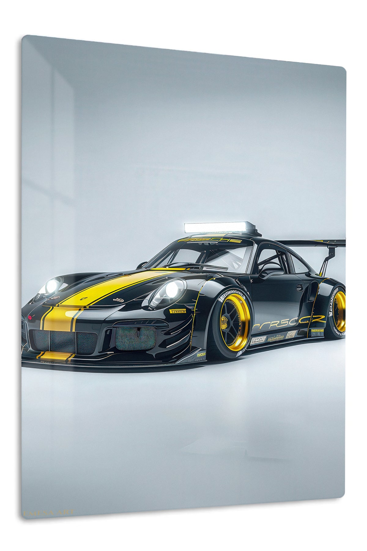Black Yellow Porsche Race Car wall art