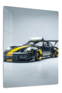 Black Yellow Porsche Race Car wall art