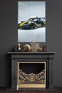 Black Yellow Porsche Race Car wall art