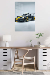 Black Yellow Porsche Race Car wall art