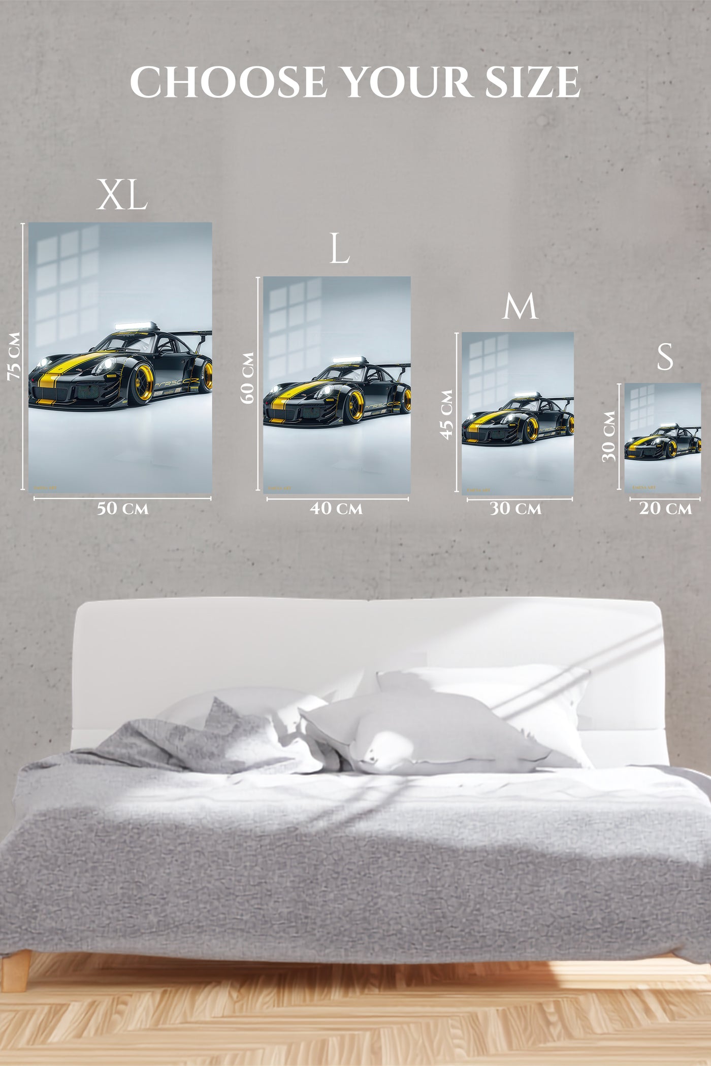 Black Yellow Porsche Race Car wall art