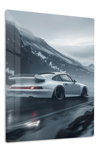 White Porsche 911 Mountain Motion wall art