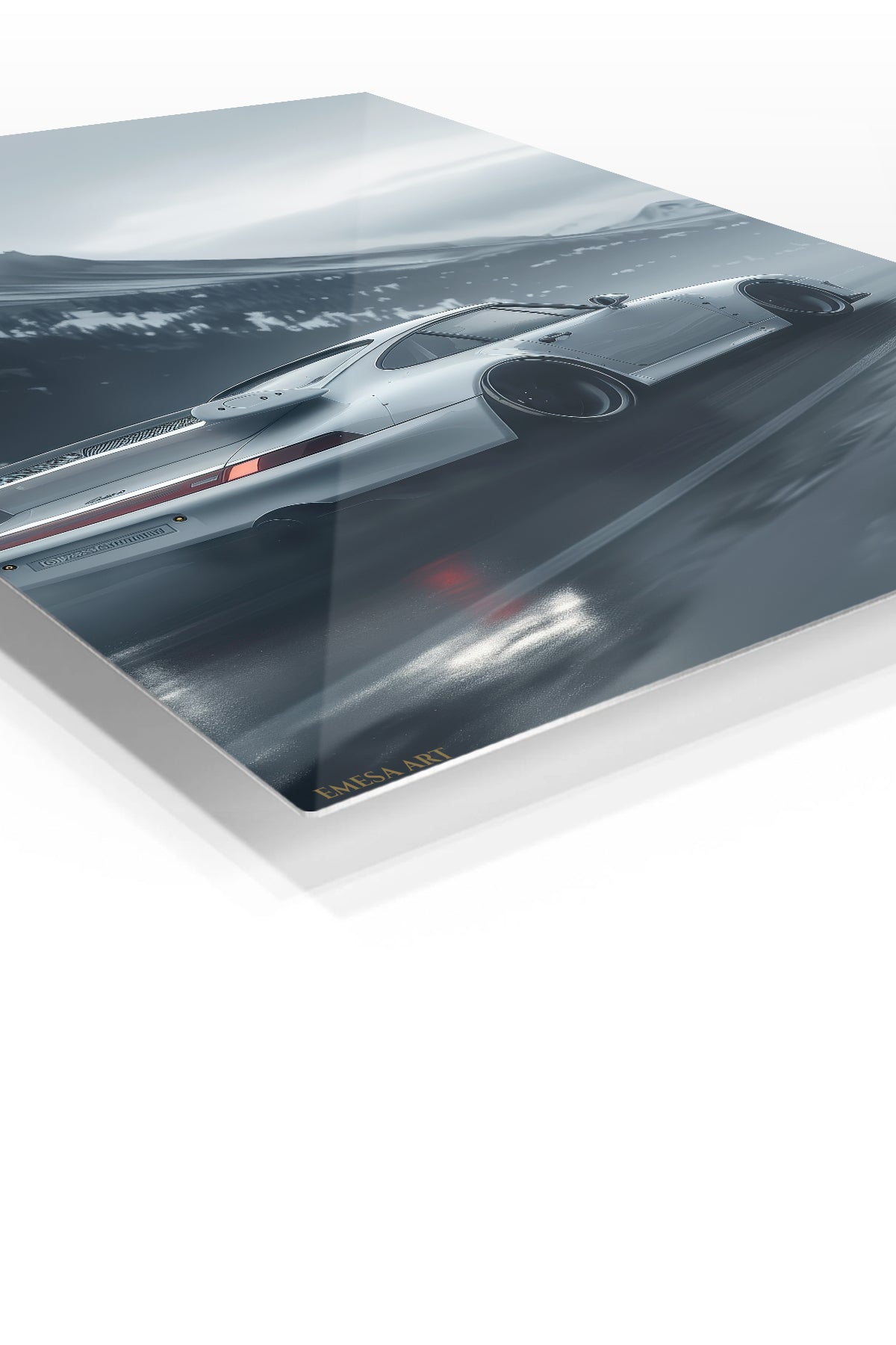 White Porsche 911 Mountain Motion wall art