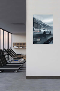 White Porsche 911 Mountain Motion wall art