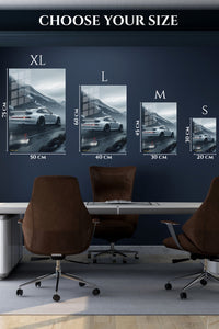 White Porsche 911 Mountain Motion wall art