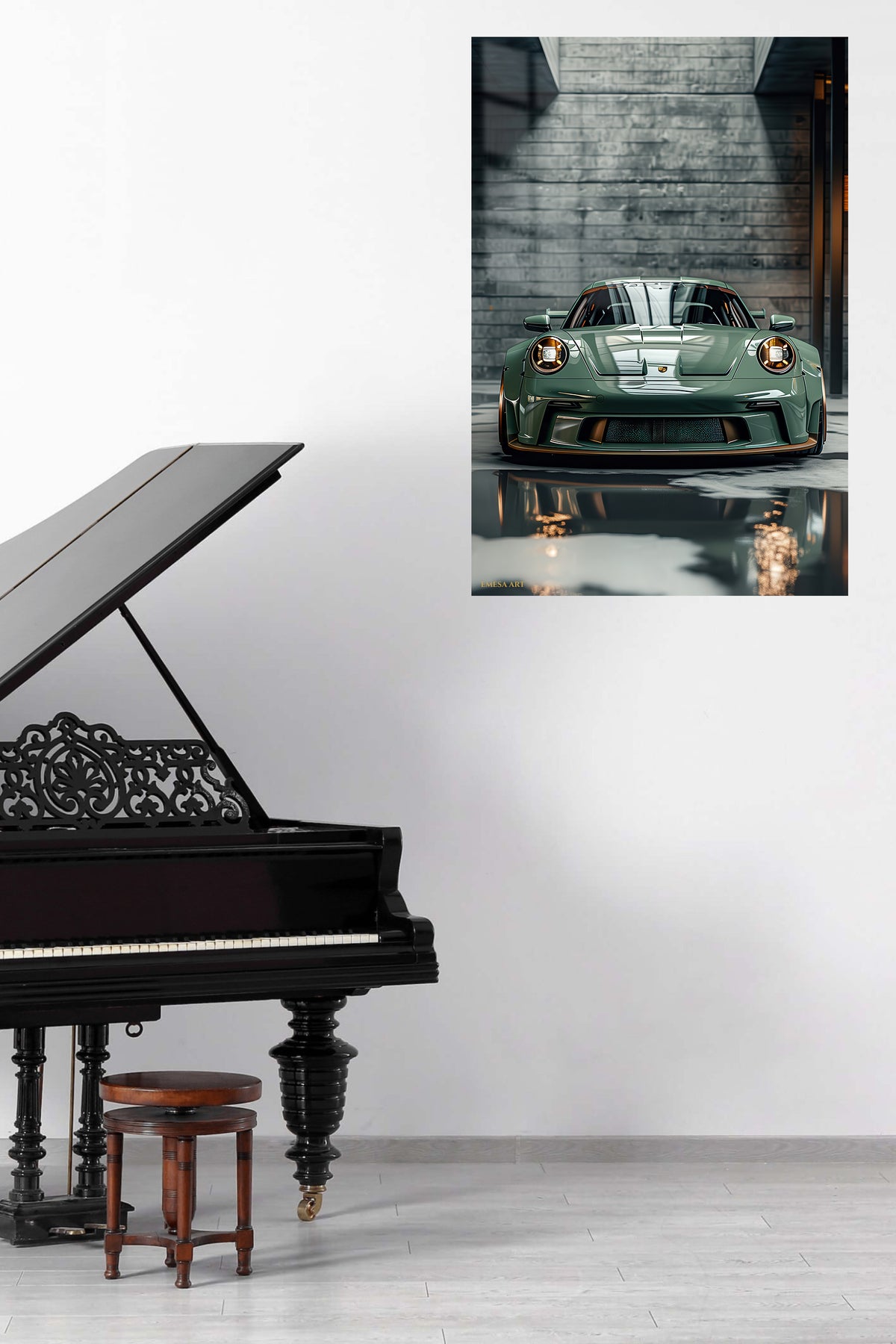 Green Porsche 911 Industrial wall art