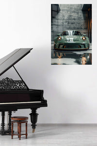 Green Porsche 911 Industrial wall art